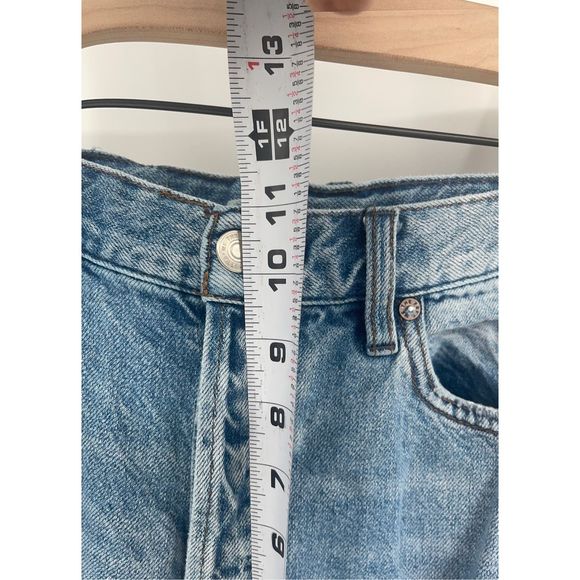 Free People Jeans Straight Leg Women Size‎ 30 Blue Distressed Raw Hem - Picture 9 of 13